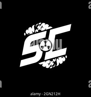 SC Initial ESport Monogram with Shape and Smoke Style template vector Stock Vector