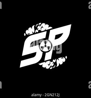 SP Initial ESport Monogram with Shape and Smoke Style template vector Stock Vector