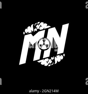 MN Initial ESport Monogram with Shape and Smoke Style template vector Stock Vector