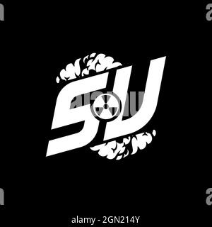 SU Initial ESport Monogram with Shape and Smoke Style template vector Stock Vector