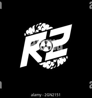 RZ Initial ESport Monogram with Shape and Smoke Style template vector Stock Vector
