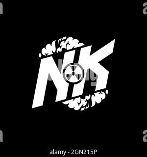 NK Initial ESport Monogram with Shape and Smoke Style template vector Stock Vector