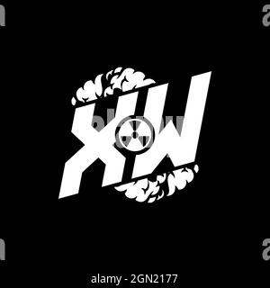 XW Initial ESport Monogram with Shape and Smoke Style template vector Stock Vector