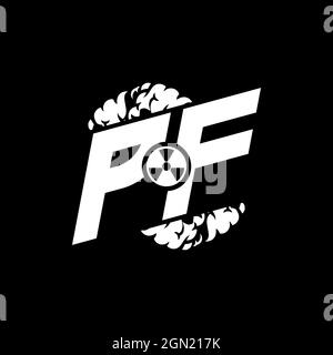 PF Initial ESport Monogram with Shape and Smoke Style template vector Stock Vector