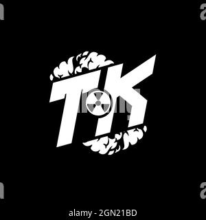 TK Initial ESport Monogram with Shape and Smoke Style template vector Stock Vector