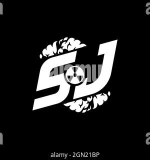 SJ Initial ESport Monogram with Shape and Smoke Style template vector Stock Vector