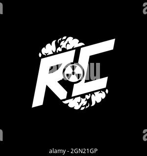 RC Initial ESport Monogram with Shape and Smoke Style template vector Stock Vector