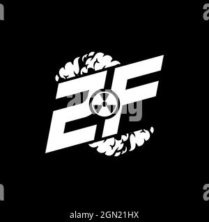 ZF Initial ESport Monogram with Shape and Smoke Style template vector Stock Vector