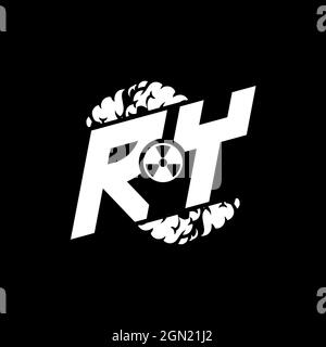 RY Initial ESport Monogram with Shape and Smoke Style template vector Stock Vector