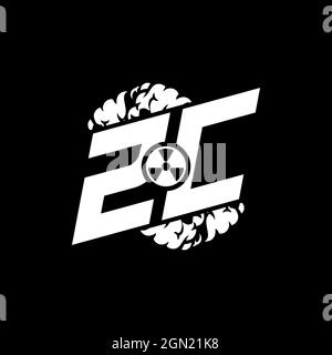 ZC Initial ESport Monogram with Shape and Smoke Style template vector Stock Vector