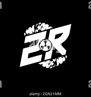 ZR Initial ESport Monogram with Shape and Smoke Style template vector Stock Vector