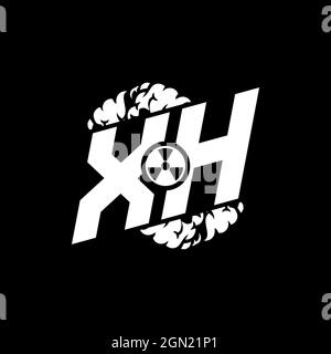 XH Initial ESport Monogram with Shape and Smoke Style template vector Stock Vector