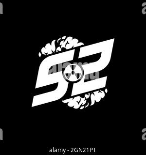 SZ Initial ESport Monogram with Shape and Smoke Style template vector Stock Vector