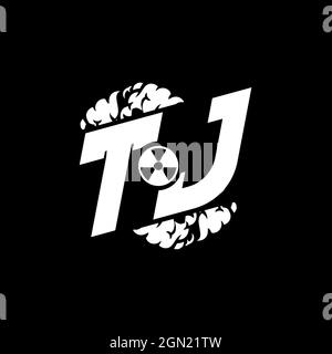 TJ Initial ESport Monogram with Shape and Smoke Style template vector Stock Vector