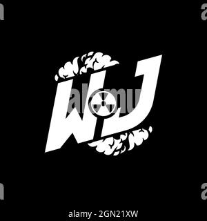 WJ Initial ESport Monogram with Shape and Smoke Style template vector Stock Vector