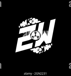 ZW Initial ESport Monogram with Shape and Smoke Style template vector Stock Vector