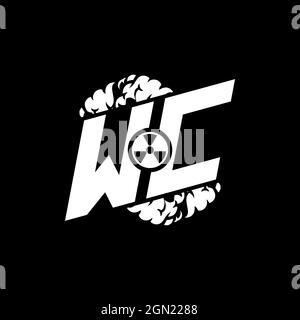 WC Initial ESport Monogram with Shape and Smoke Style template vector Stock Vector