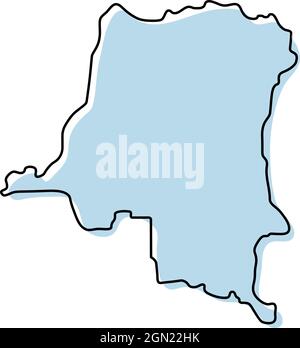 Stylized simple outline map of Democratic Republic of the Congo icon ...