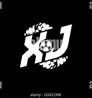 XJ Initial ESport Monogram with Shape and Smoke Style template vector Stock Vector