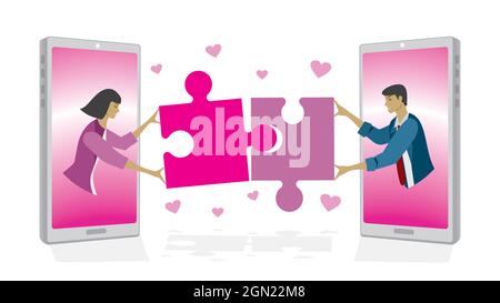 Finding love online. Vector illustration. EPS10. Stock Vector