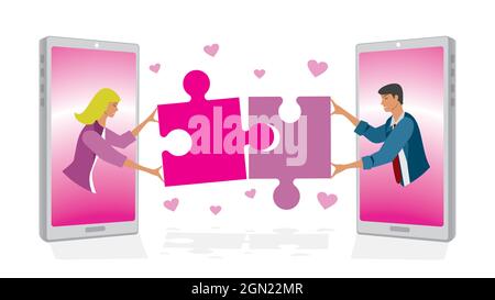 Finding love online. Vector illustration. EPS10. Stock Vector