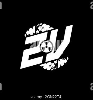 ZV Initial ESport Monogram with Shape and Smoke Style template vector Stock Vector
