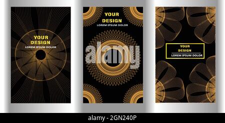 Traditional geometry cover design set. abstract spirograph pattern design set for menu template, business brochure, certificates, and flyer designs Stock Vector