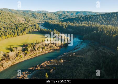 Winding Smith River in California, drone photo Stock Photo