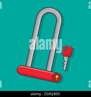 bicycle padlock isolated cartoon vector illustration in flat style Stock Vector