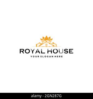 Modern ROYAL HOUSE real estate crown logo design Stock Vector