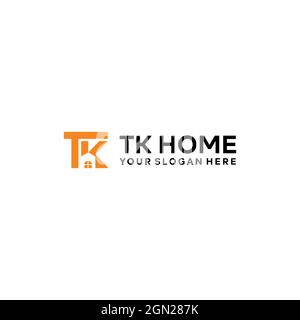flat lettermark initial TK window HOME Logo design Stock Vector