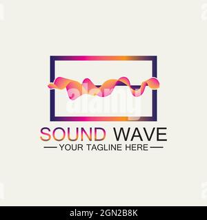Multicolored abstract fluid sound wave logo Vector illustration design Stock Vector