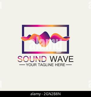 Multicolored abstract fluid sound wave logo Vector illustration design Stock Vector