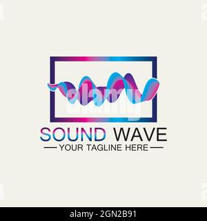Multicolored abstract fluid sound wave logo Vector illustration design Stock Vector