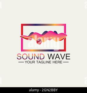 Multicolored abstract fluid sound wave logo Vector illustration design Stock Vector