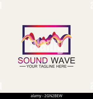 Multicolored abstract fluid sound wave logo Vector illustration design Stock Vector