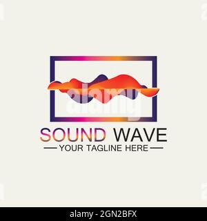 Multicolored abstract fluid sound wave logo Vector illustration design Stock Vector