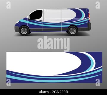 van decal wrap design vector for Company branding . Graphic wrap decal and sticker template vector Stock Vector