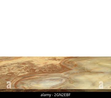 Isolated brown marble table or floor on white background, little shiny surface, perspective view, empty space for product presentation. Stock Photo