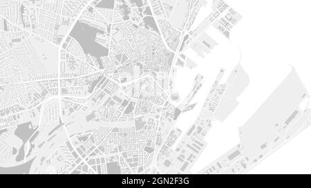 White and light grey Aarhus City area vector background map, streets and water cartography illustration. Widescreen proportion, digital flat design st Stock Vector