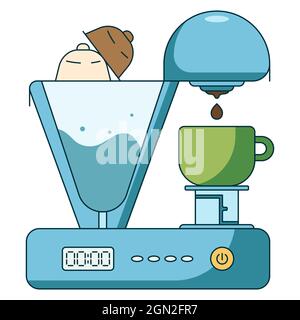 Flat icon illustration of coffee brewing method. Stock Vector