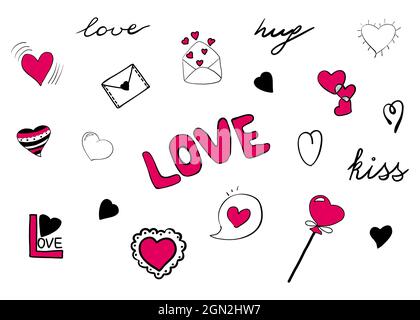 Set of hand drawn heart for Valentine's day, Stock Vector