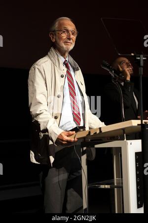 Architect Renzo Piano speaking at the Academy Museum of Motion Pictures, Los Angeles, California Stock Photo