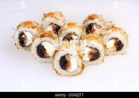 delicious sushi for menu on white background Stock Photo