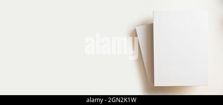 Blank books cover for montage your banner and copy space for text display on white background. Top view Stock Photo