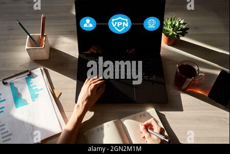 VPN - Virtual perivate network. Internet conncetion privacy concept Stock Photo