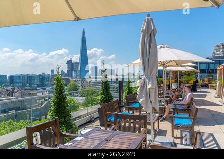 View of the Shard from rooftop bar, London, England, United Kingdom, Europe Stock Photo