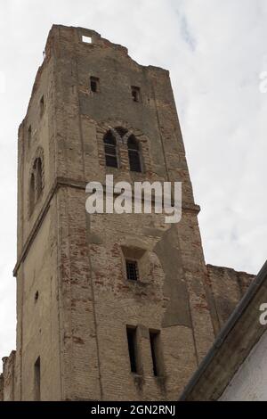 Tower of renaissance Breclav castle is a castle building built on the foundations of an older castle in Czech Republic. Stock Photo