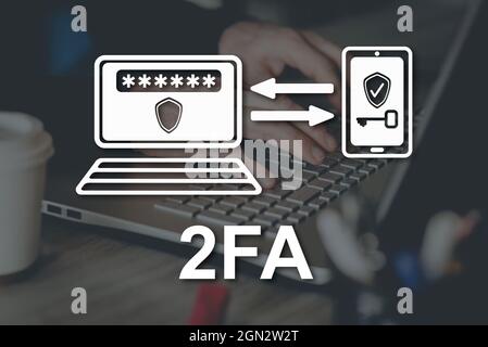 2fa concept illustrated by a picture on background Stock Photo