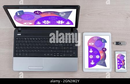 Ai concept shown on different information technology devices Stock Photo